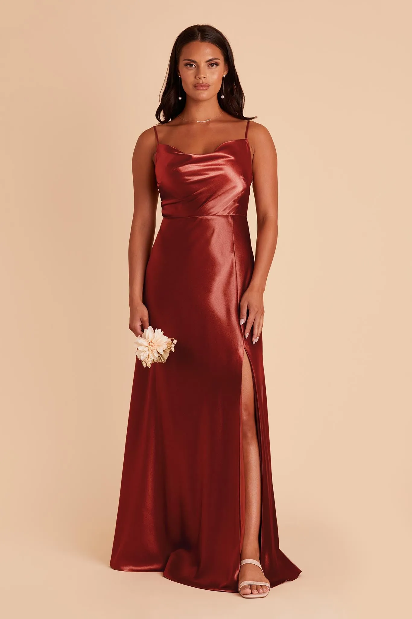 Lisa Shiny Satin Dress - Spice sold by Birdy Grey product image thumbnail 3