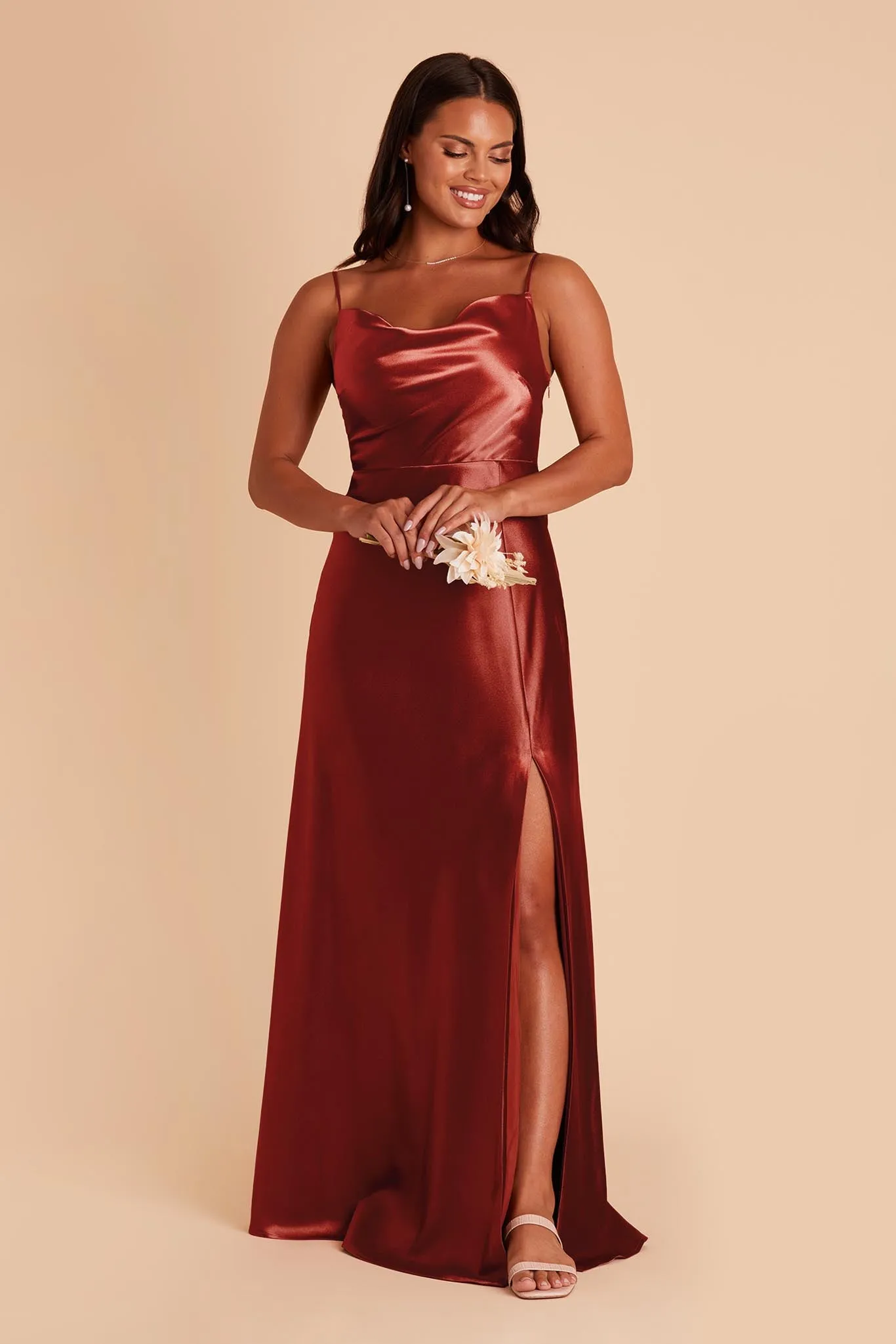 Lisa Shiny Satin Dress - Spice sold by Birdy Grey
