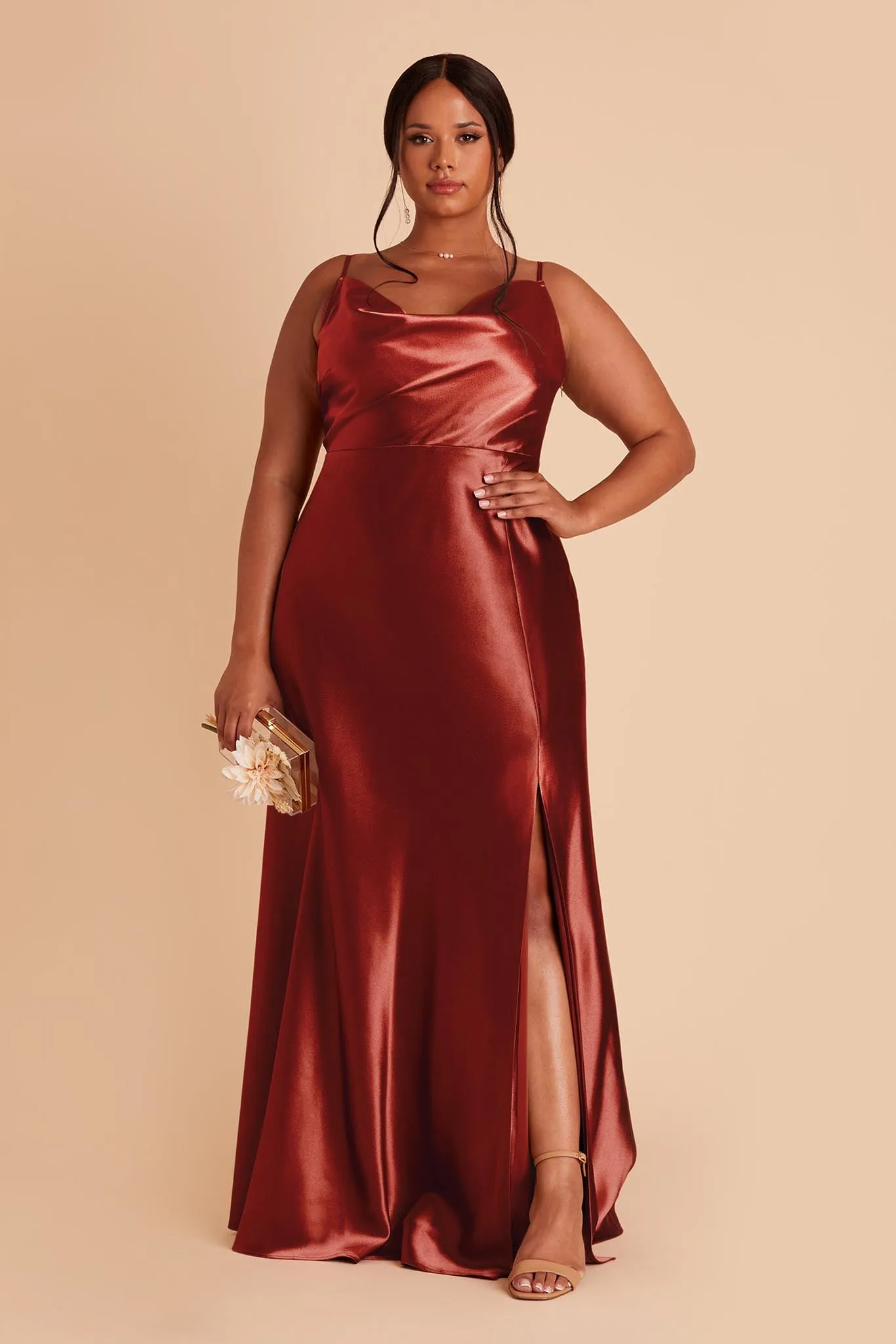 Lisa Shiny Satin Dress - Spice sold by Birdy Grey product image thumbnail 2