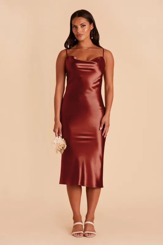 Liza Shiny Satin Dress - Spice sold by Birdy Grey