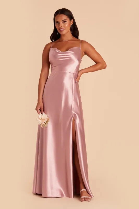 Lisa Shiny Satin Dress - English Rose sold by Birdy Grey