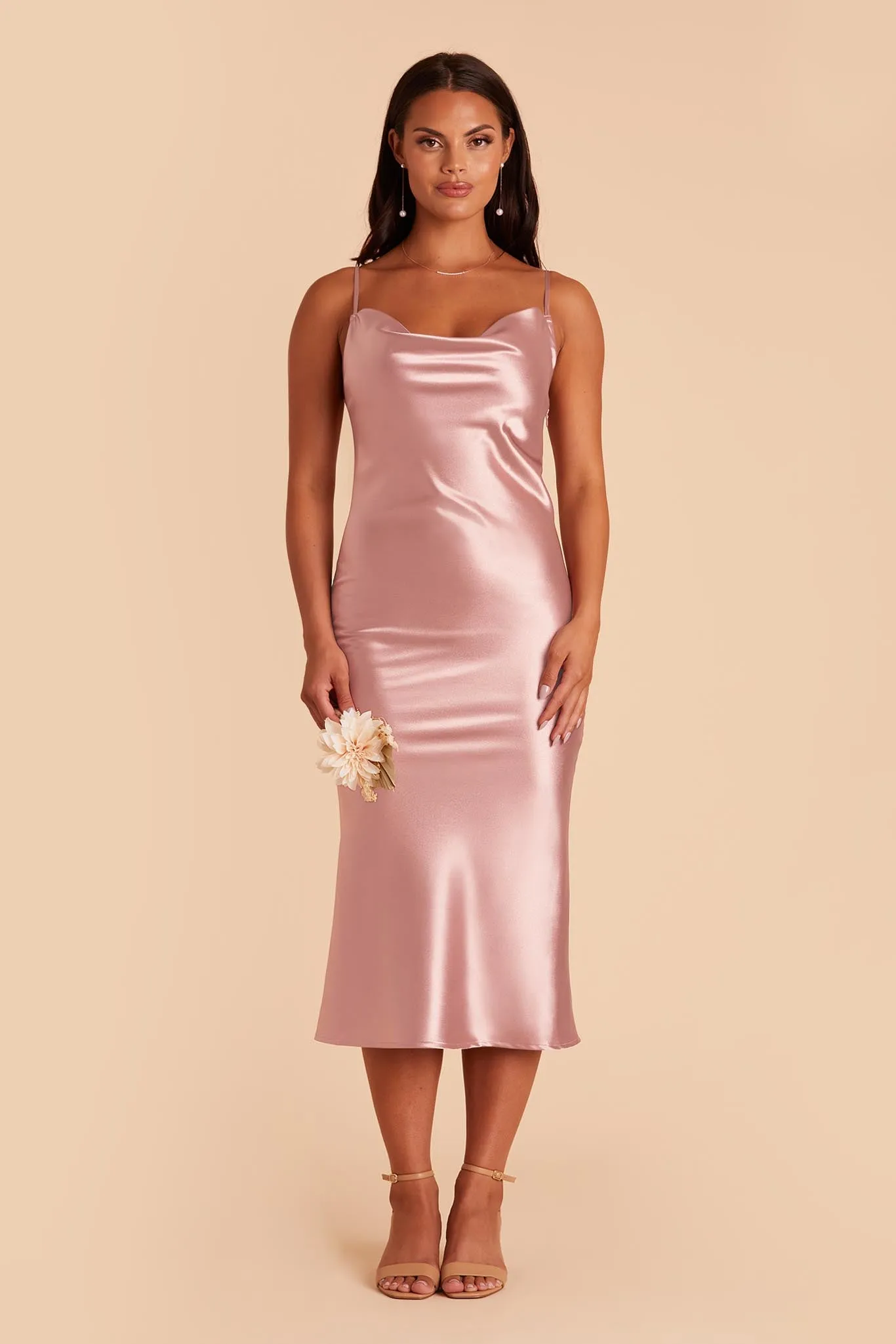 Liza Shiny Satin Dress - English Rose sold by Birdy Grey product image thumbnail 5