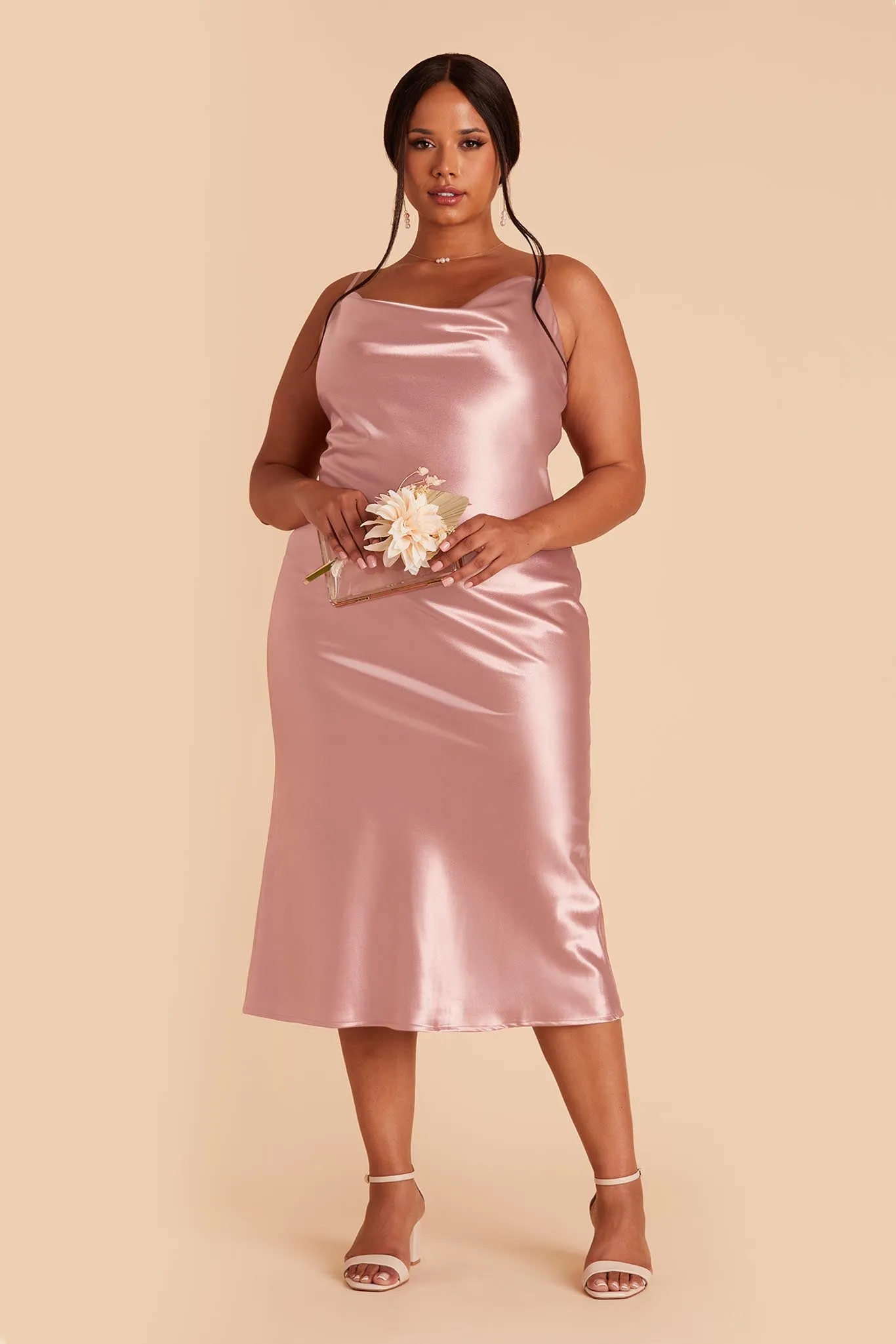 Liza Shiny Satin Dress - English Rose sold by Birdy Grey product image thumbnail 2