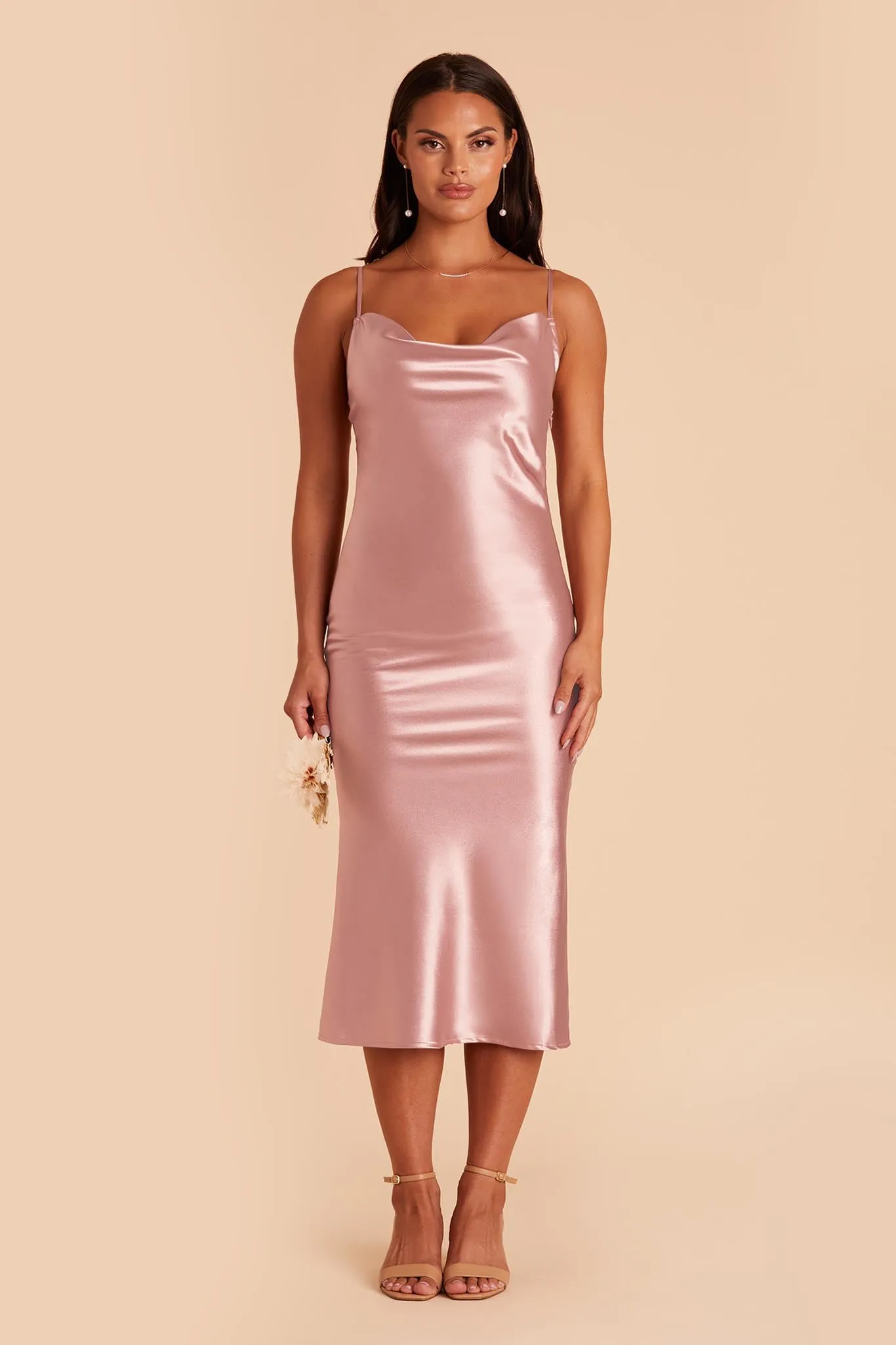 Liza Shiny Satin Dress - English Rose sold by Birdy Grey product image thumbnail 3