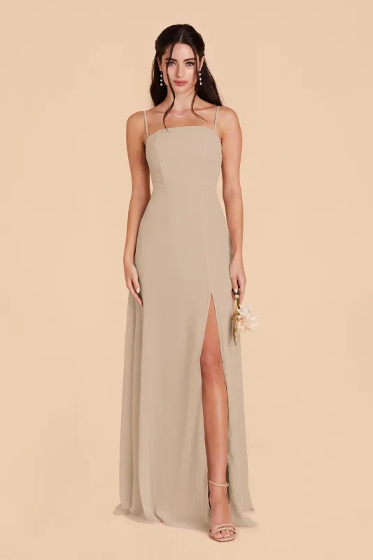 Chris Chiffon Dress - Almond sold by Birdy Grey