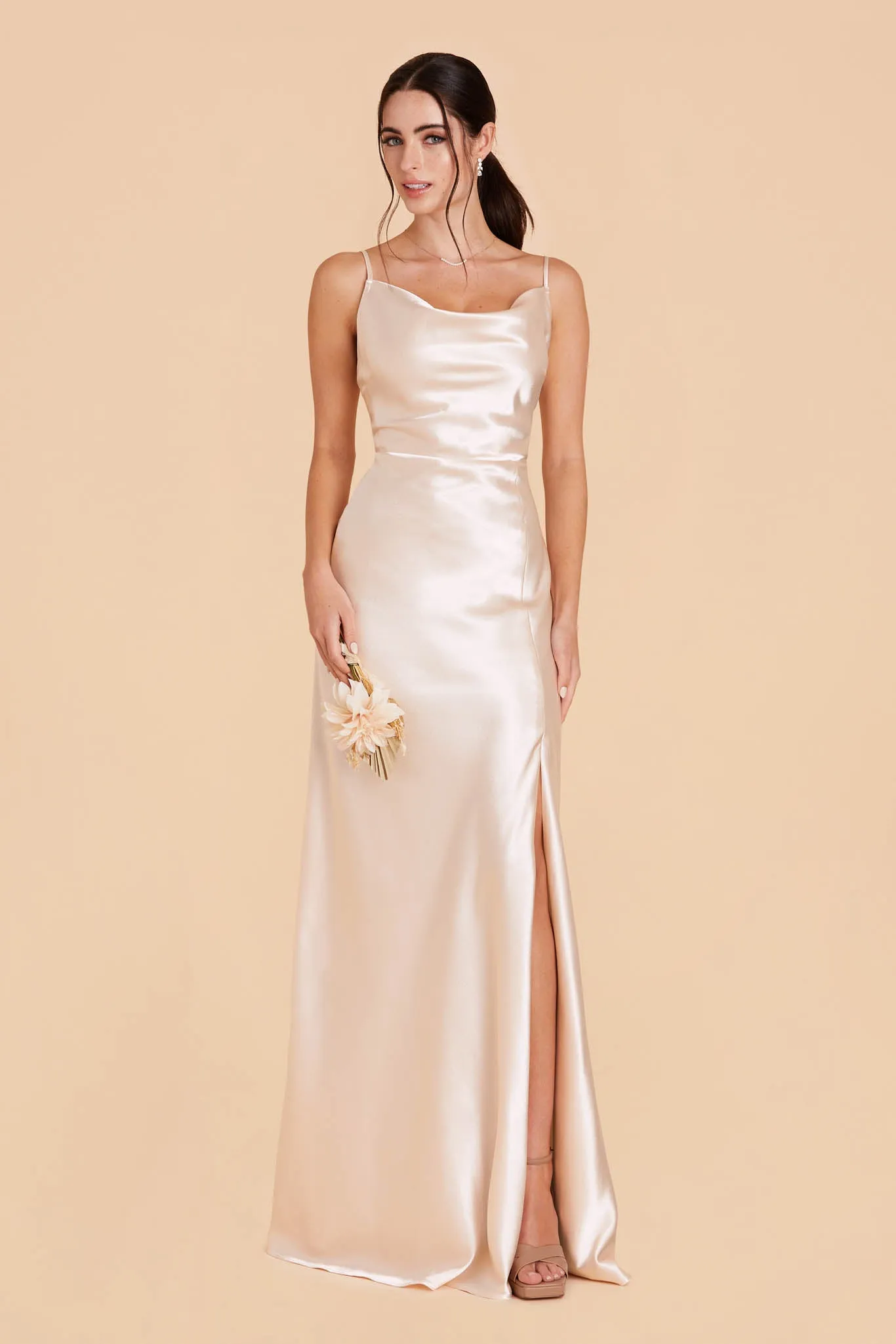 Lisa Shiny Satin Dress - Champagne sold by Birdy Grey product image thumbnail 3