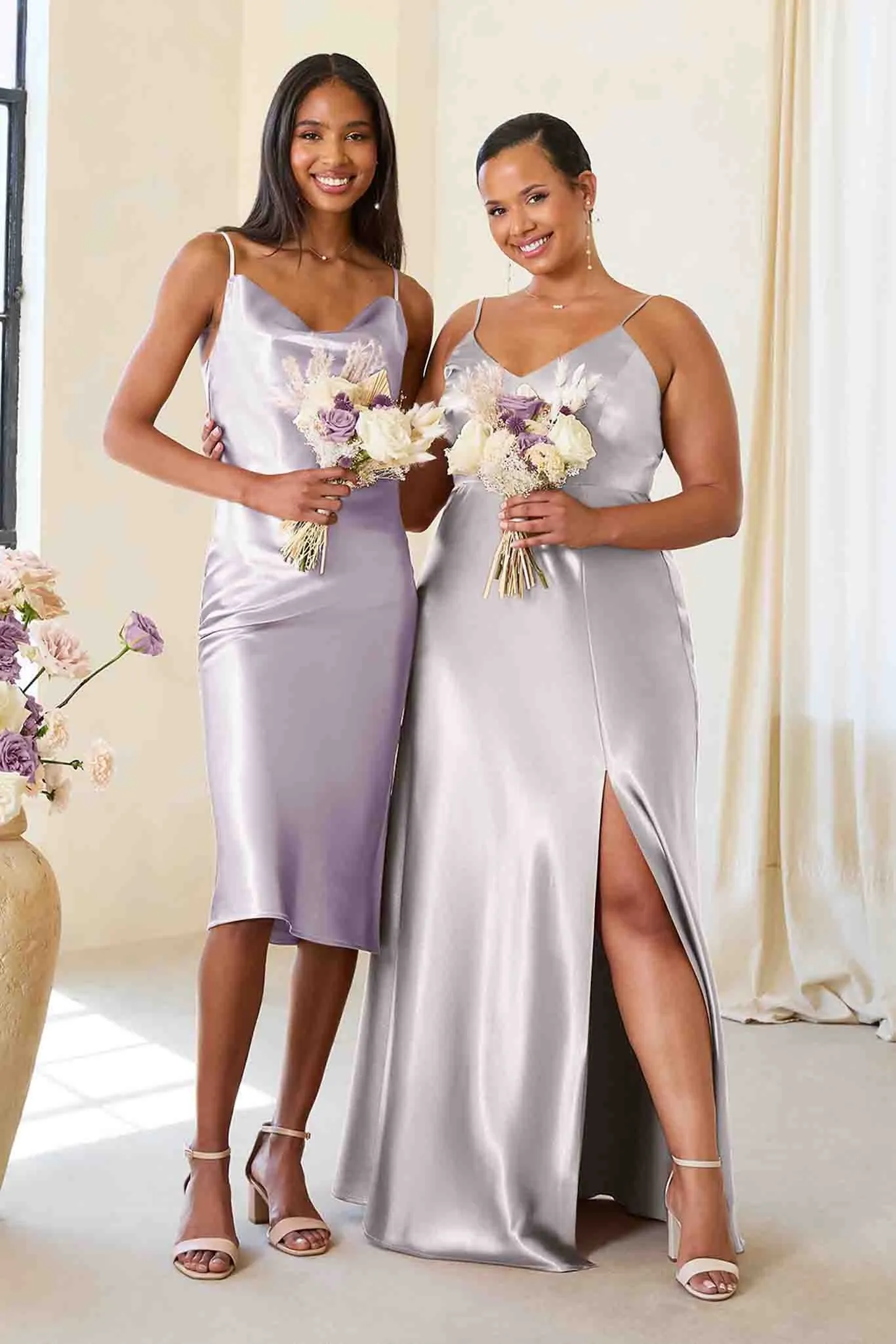 Liza Shiny Satin Dress - Dusty Lilac sold by Birdy Grey product image thumbnail 2