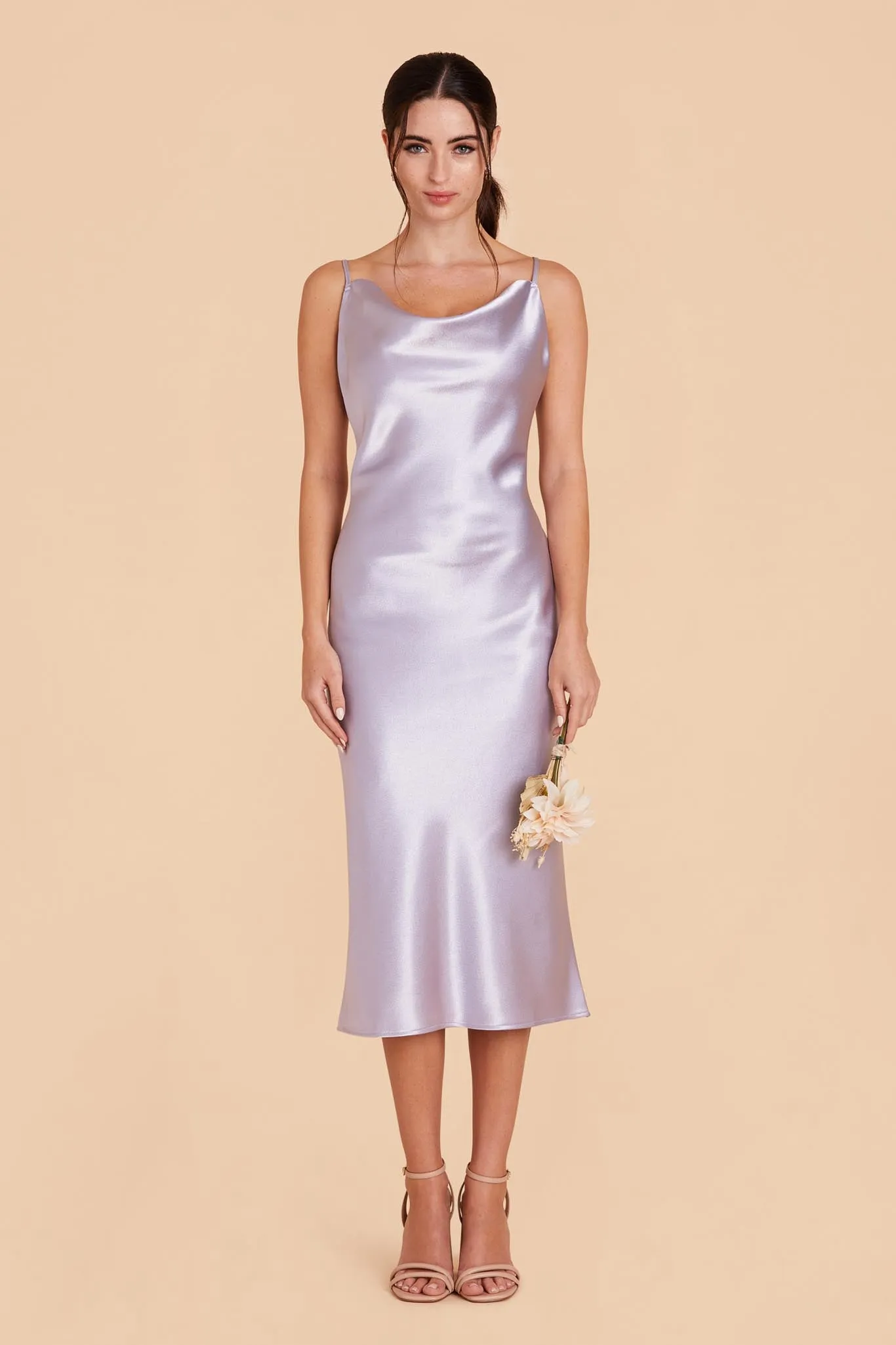 Liza Shiny Satin Dress - Dusty Lilac sold by Birdy Grey product image thumbnail 5