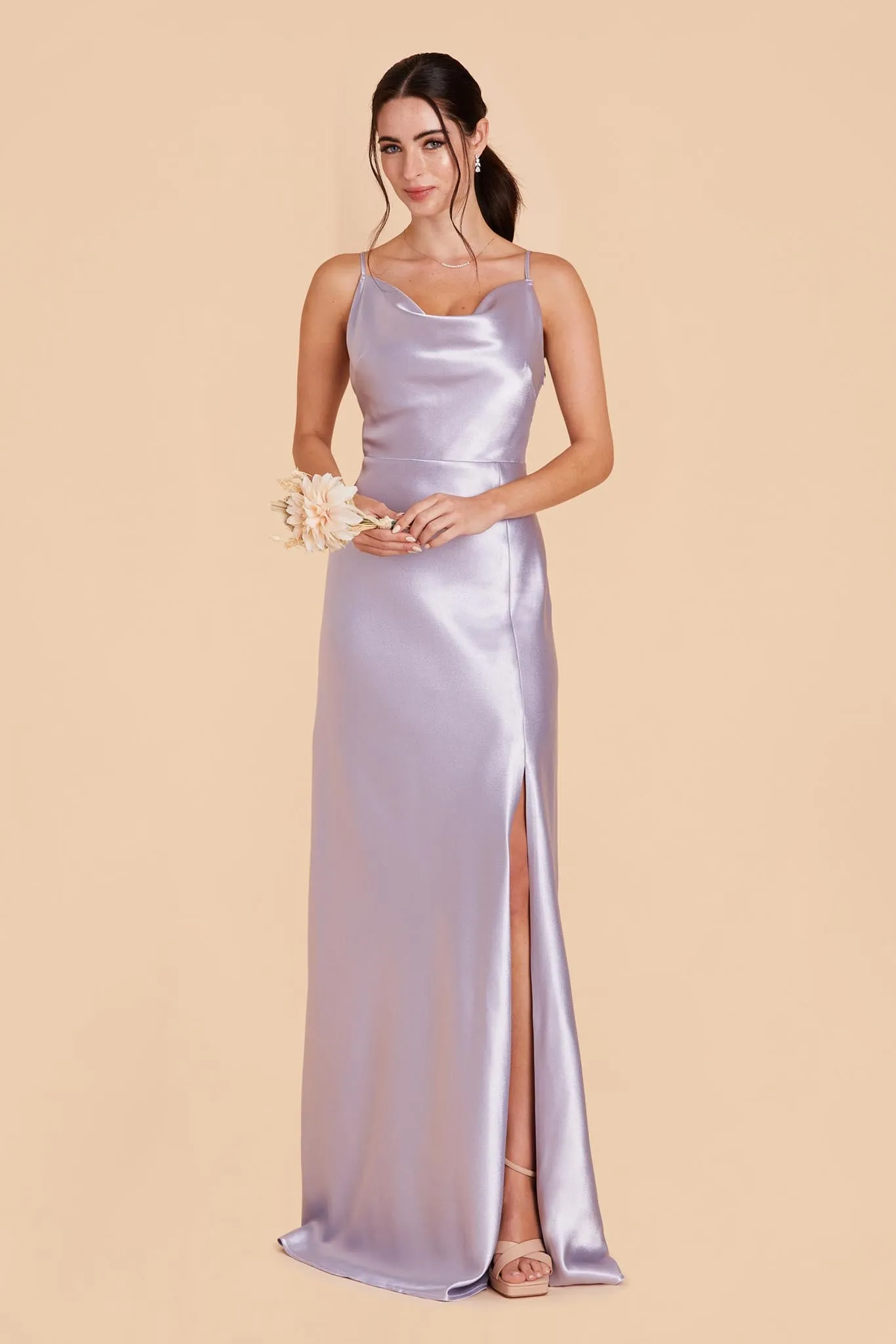 Lisa Shiny Satin Dress - Dusty Lilac sold by Birdy Grey product image thumbnail 3