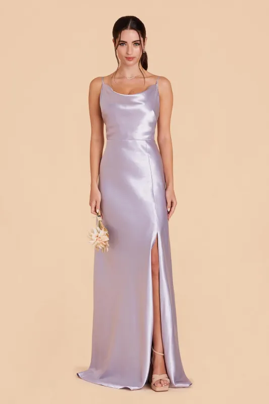 Lisa Shiny Satin Dress - Dusty Lilac sold by Birdy Grey