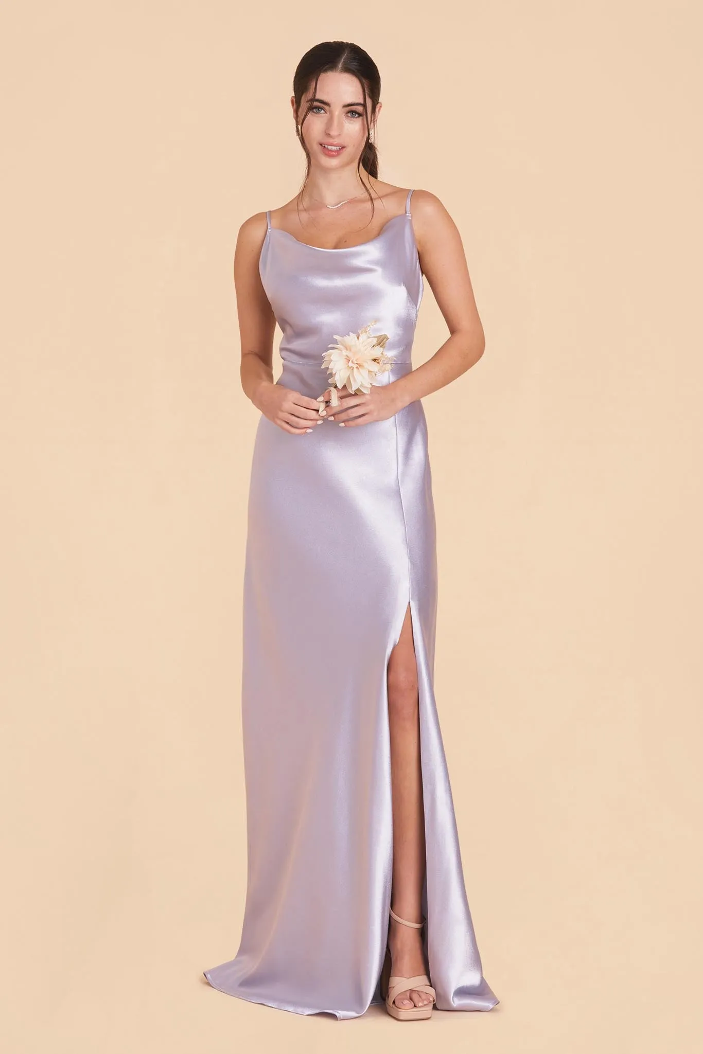 Lisa Shiny Satin Dress - Dusty Lilac sold by Birdy Grey product image thumbnail 4