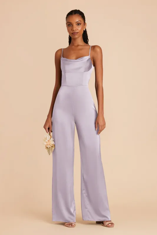 Donna Matte Satin Jumpsuit - Dusty Lilac sold by Birdy Grey