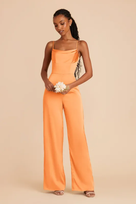Donna Matte Satin Jumpsuit - Apricot sold by Birdy Grey