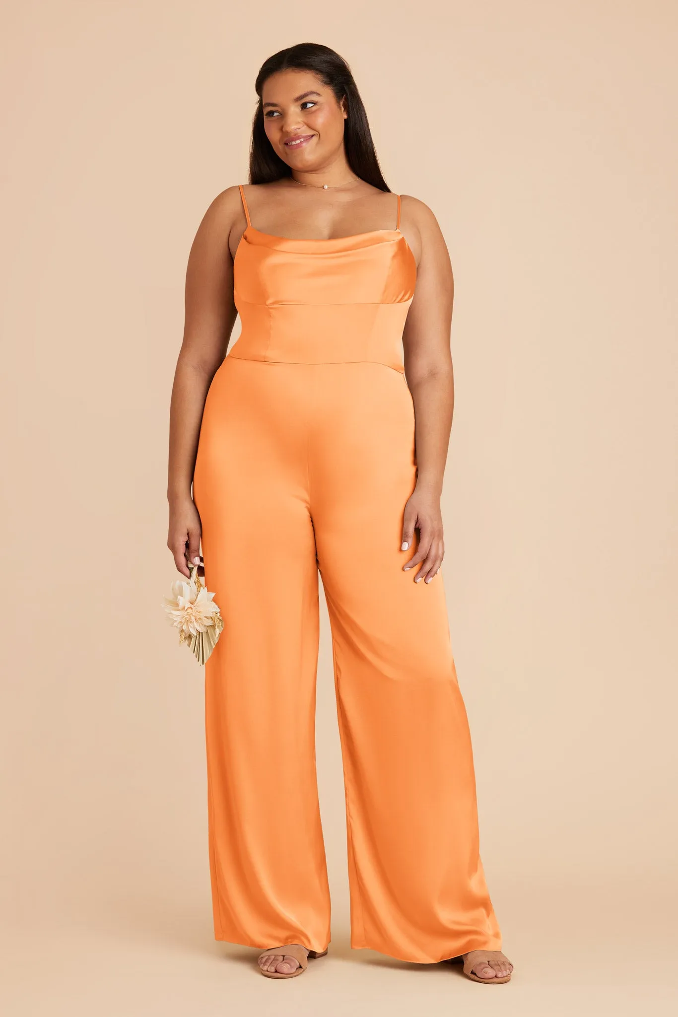 Donna Matte Satin Jumpsuit - Apricot sold by Birdy Grey product image thumbnail 2