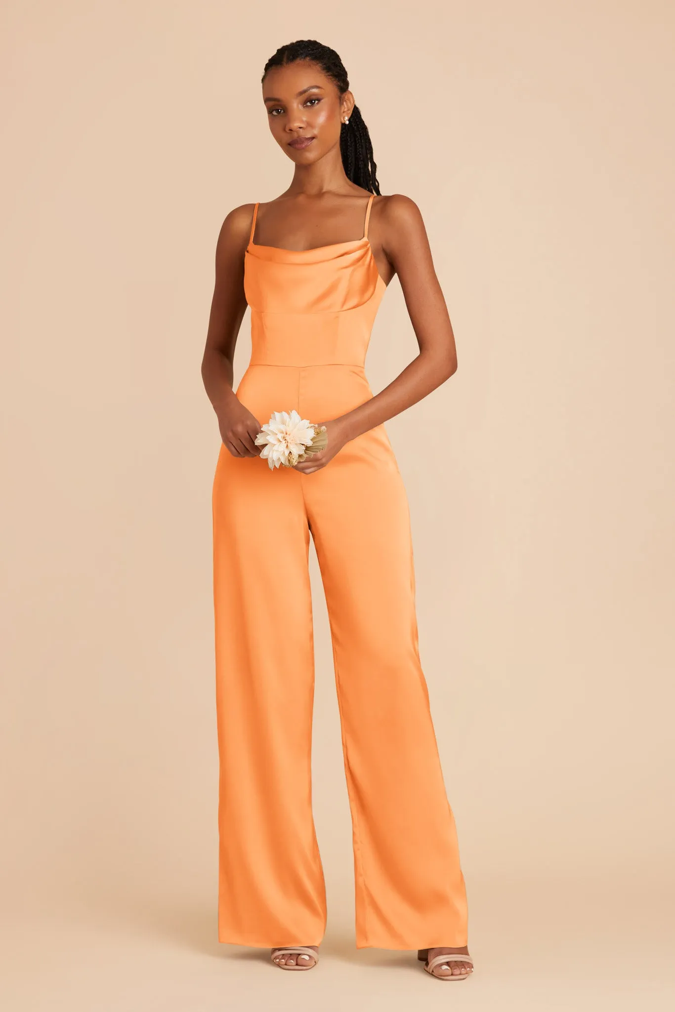 Donna Matte Satin Jumpsuit - Apricot sold by Birdy Grey product image thumbnail 3
