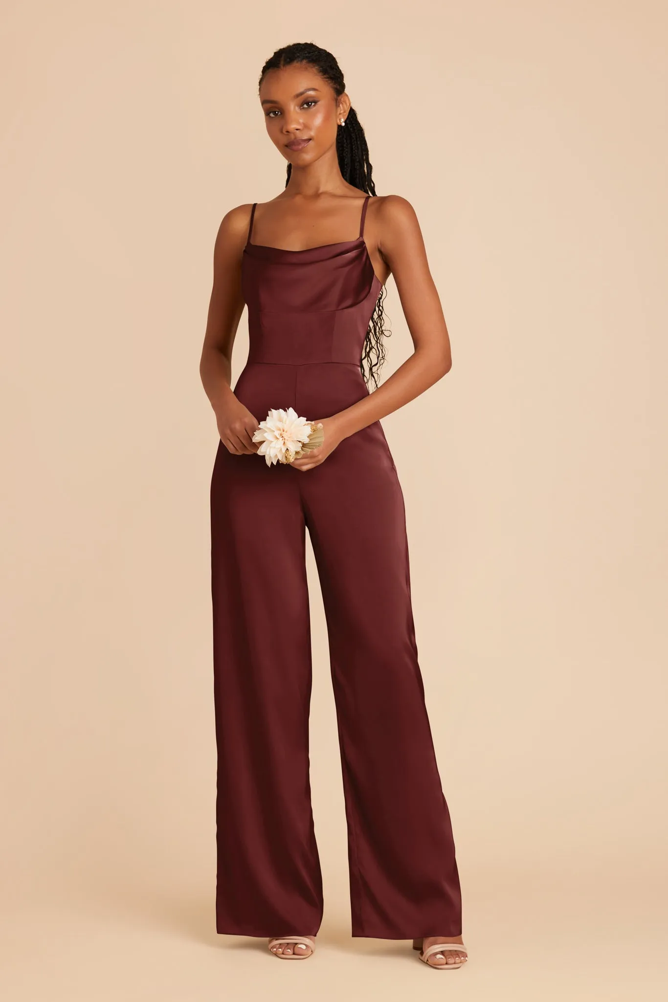 Donna Matte Satin Jumpsuit - Cabernet sold by Birdy Grey