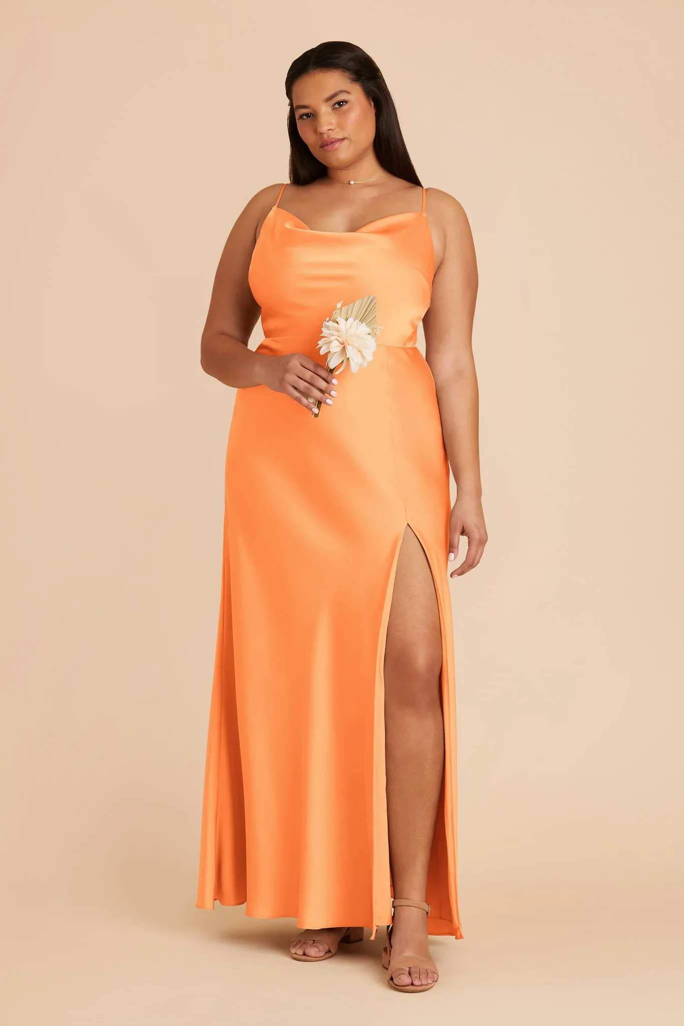 Lisa Matte Satin Dress - Apricot sold by Birdy Grey product image thumbnail 5