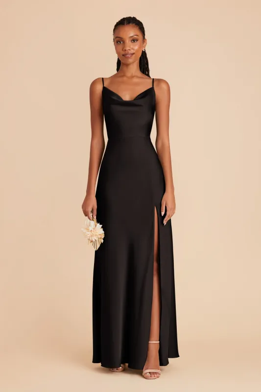 Lisa Matte Satin Dress - Black sold by Birdy Grey