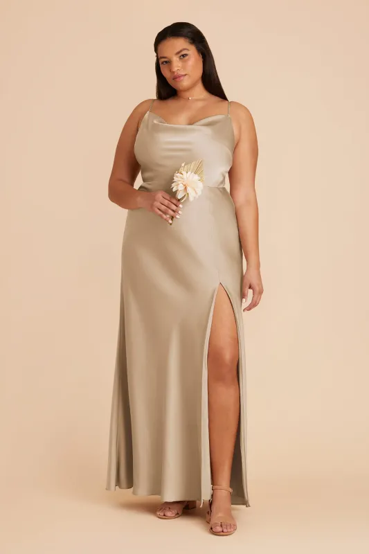 Lisa Matte Satin Dress - Neutral Champagne sold by Birdy Grey