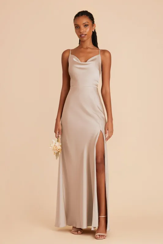 Lisa Matte Satin Dress - Taupe sold by Birdy Grey