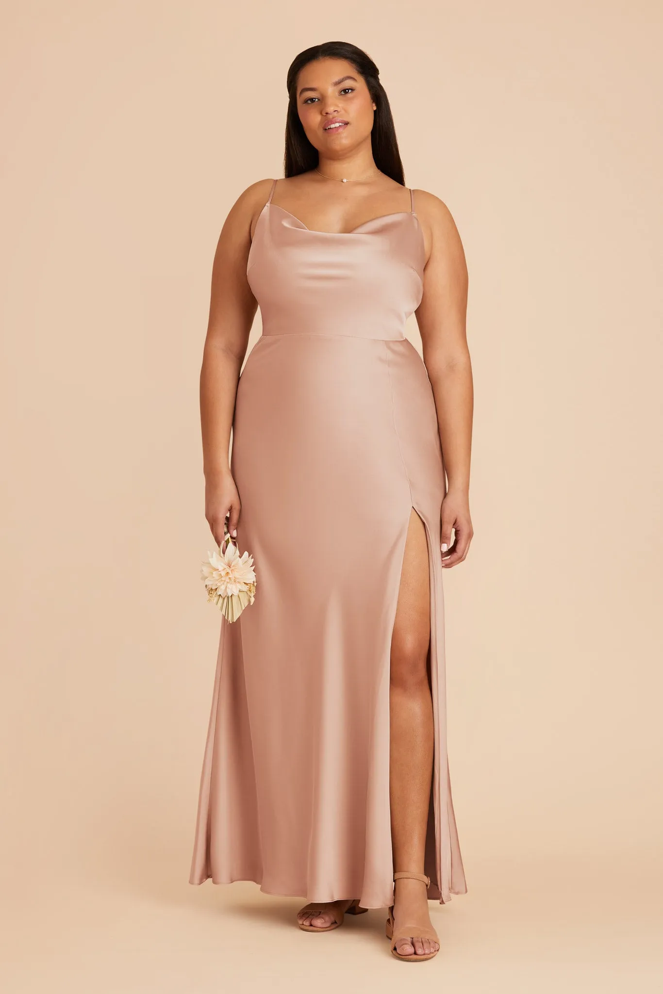 Lisa Matte Satin Dress - Rose Gold sold by Birdy Grey