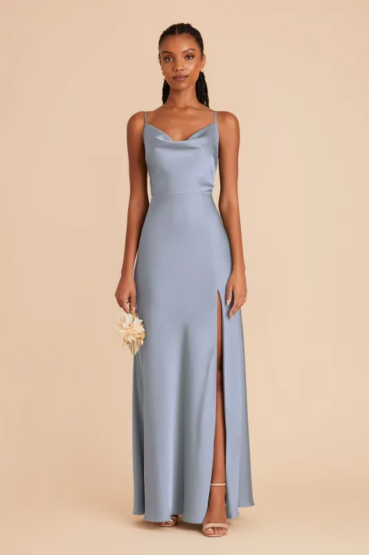 Lisa Matte Satin Dress - Dusty Blue sold by Birdy Grey