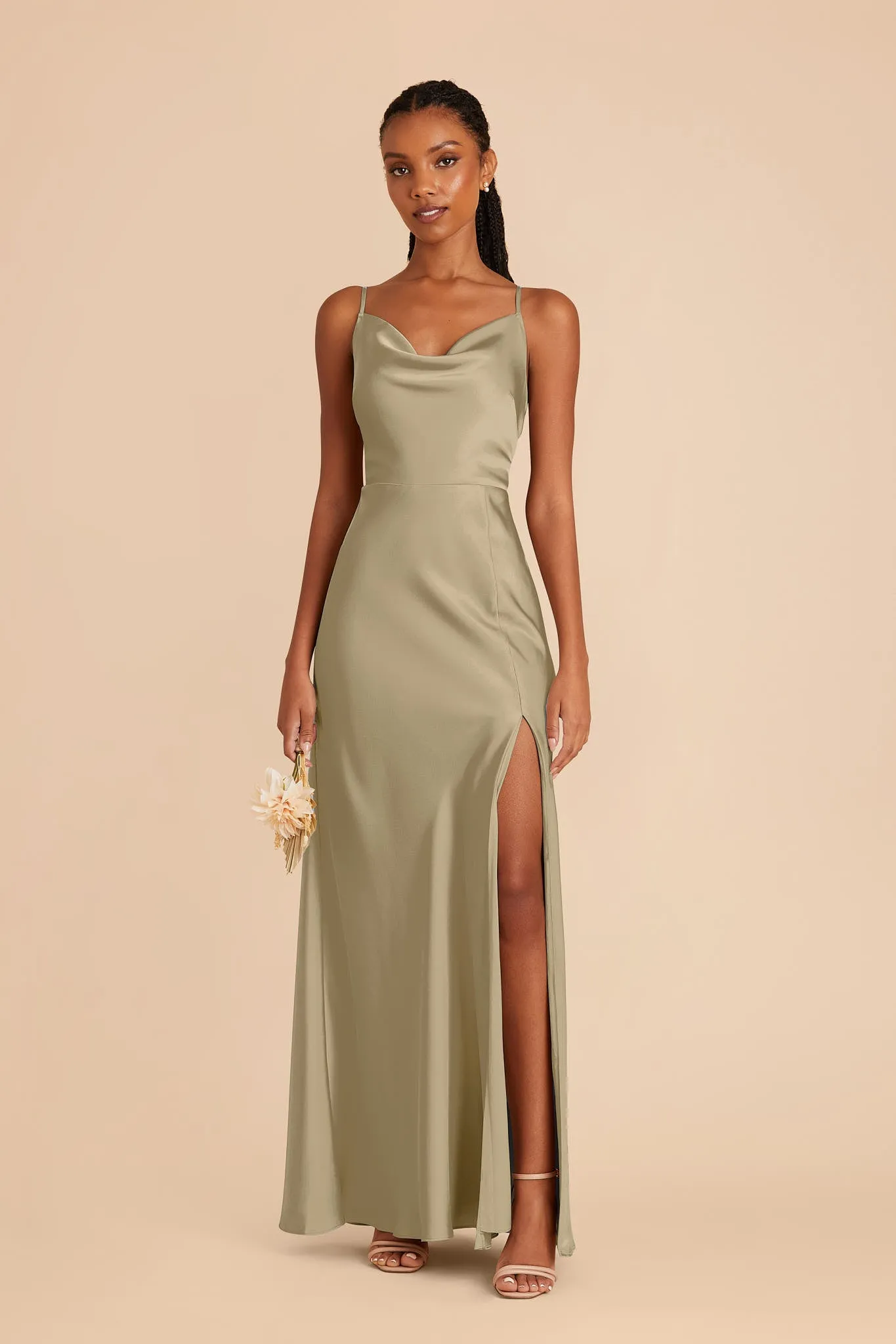 Lisa Matte Satin Dress - Moss Green sold by Birdy Grey