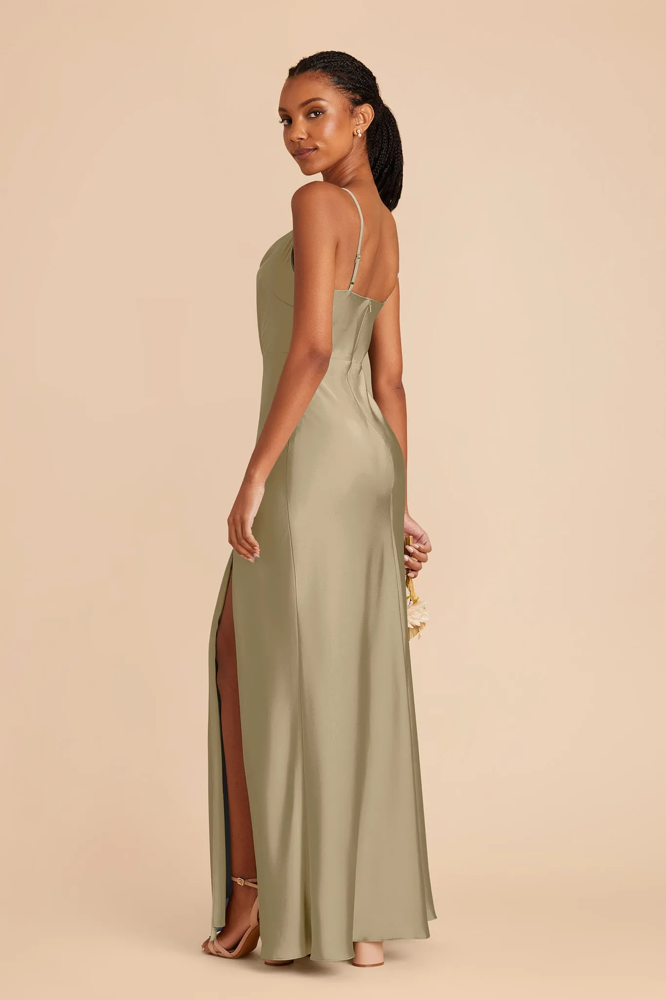Lisa Matte Satin Dress - Moss Green sold by Birdy Grey product image thumbnail 4
