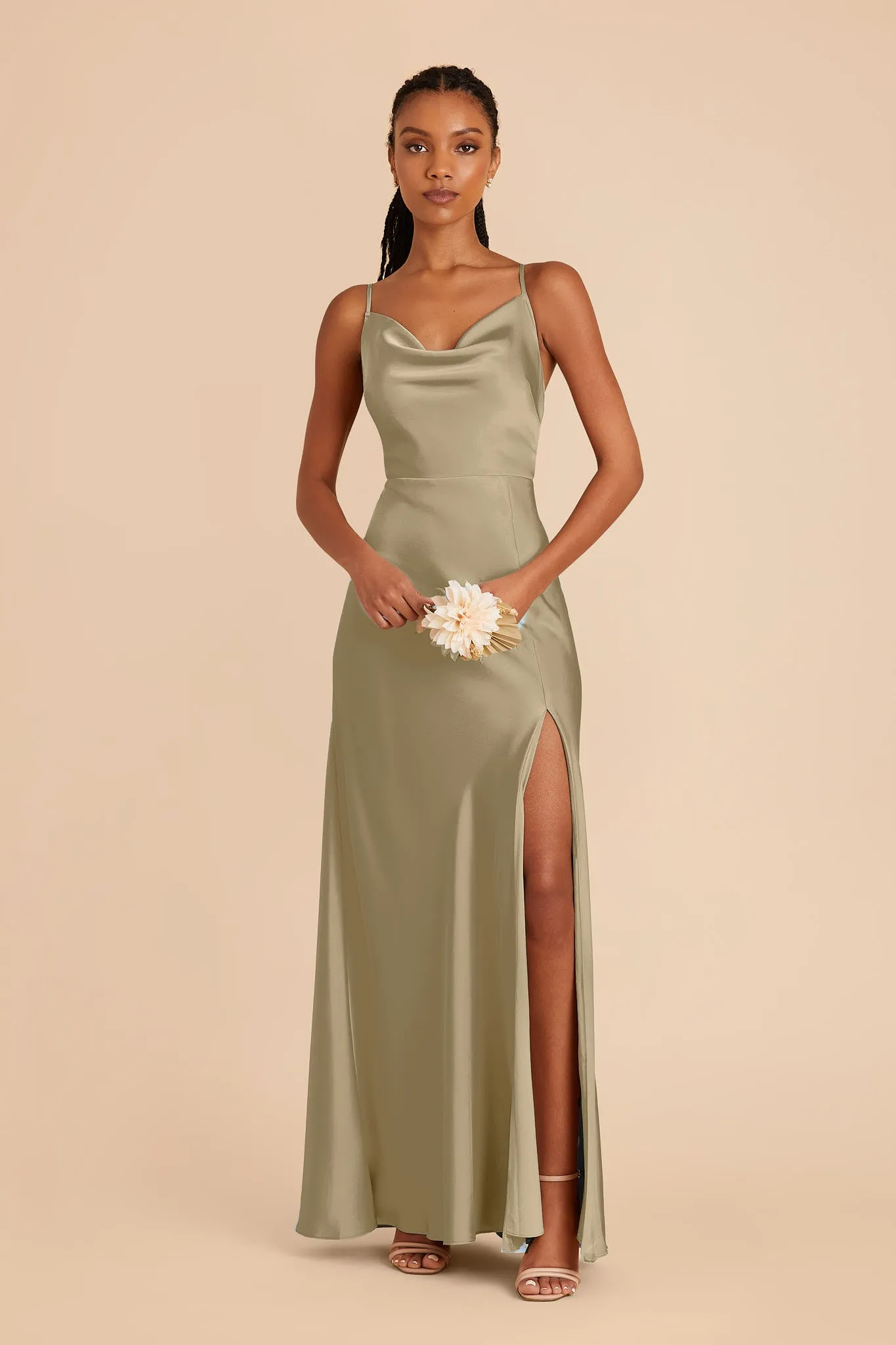 Lisa Matte Satin Dress - Moss Green sold by Birdy Grey product image thumbnail 3