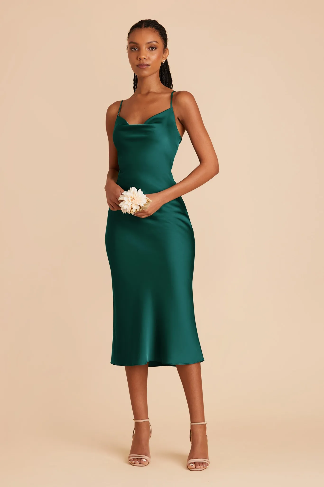Liza Matte Satin Dress - Emerald sold by Birdy Grey