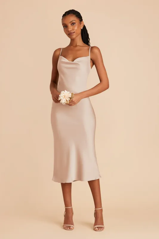 Liza Matte Satin Dress - Taupe sold by Birdy Grey