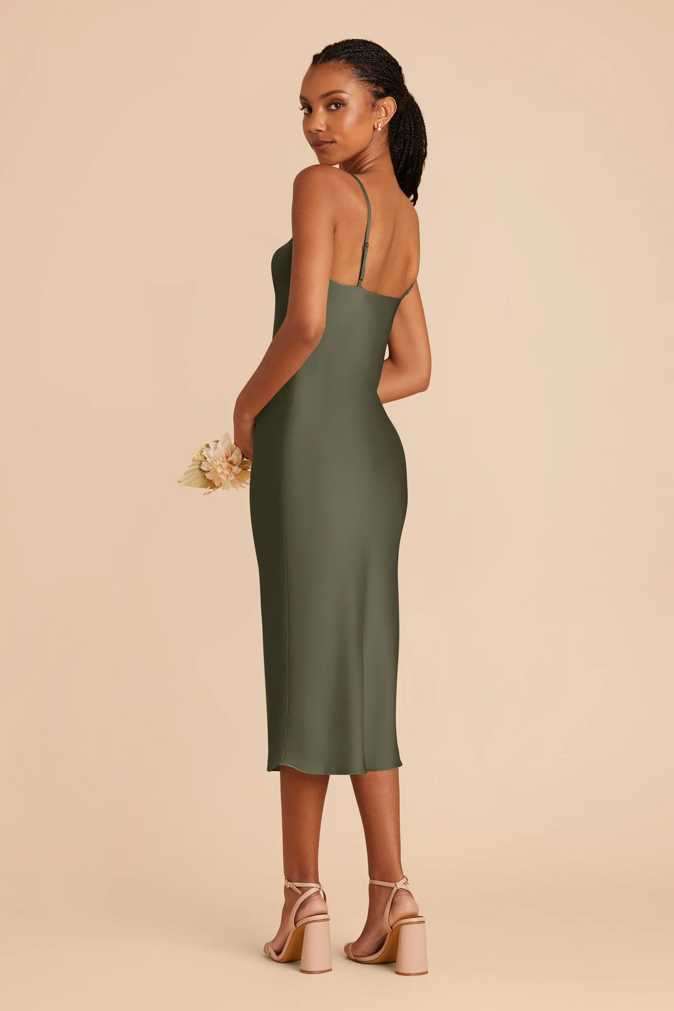 Liza Matte Satin Dress - Olive sold by Birdy Grey product image thumbnail 5