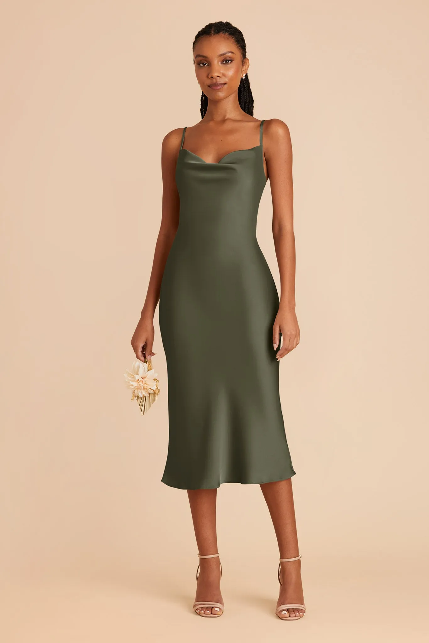 Liza Matte Satin Dress - Olive sold by Birdy Grey product image thumbnail 2