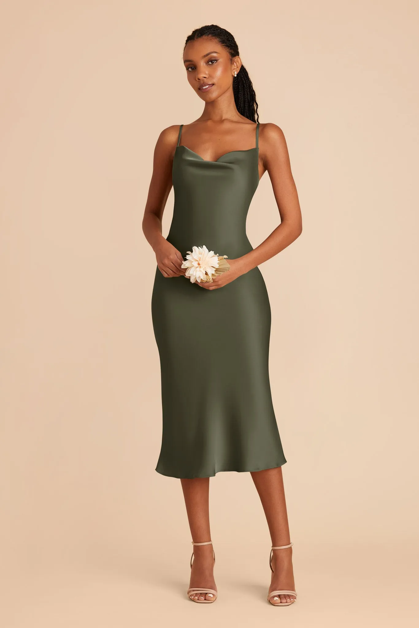 Liza Matte Satin Dress - Olive sold by Birdy Grey product image thumbnail 3