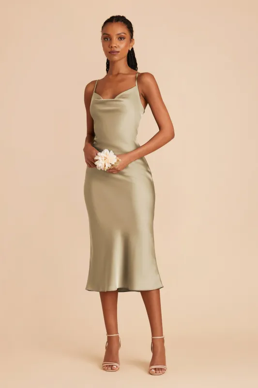 Liza Matte Satin Dress - Moss Green sold by Birdy Grey