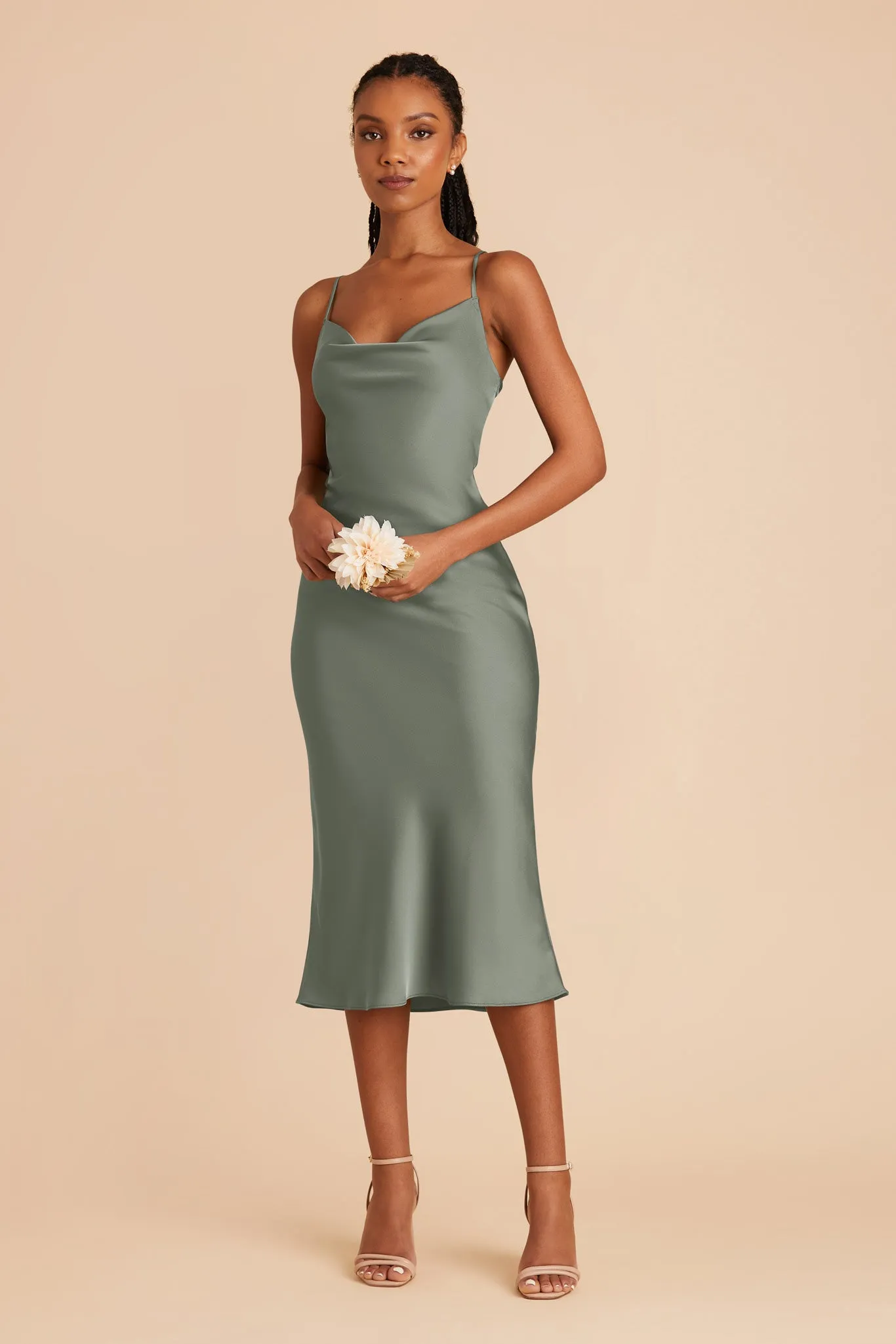 Liza Matte Satin Dress - Sea Glass sold by Birdy Grey