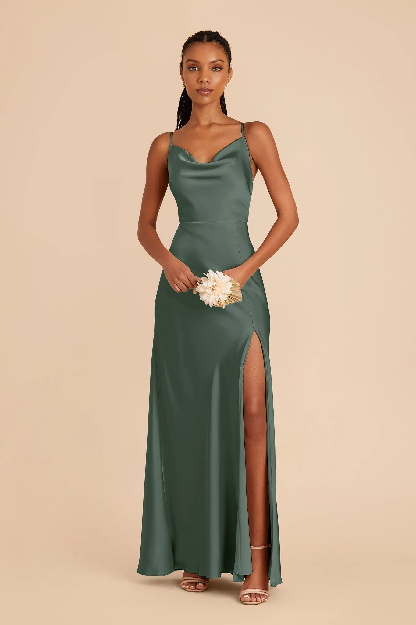 Lisa Matte Satin Dress - Eucalyptus sold by Birdy Grey