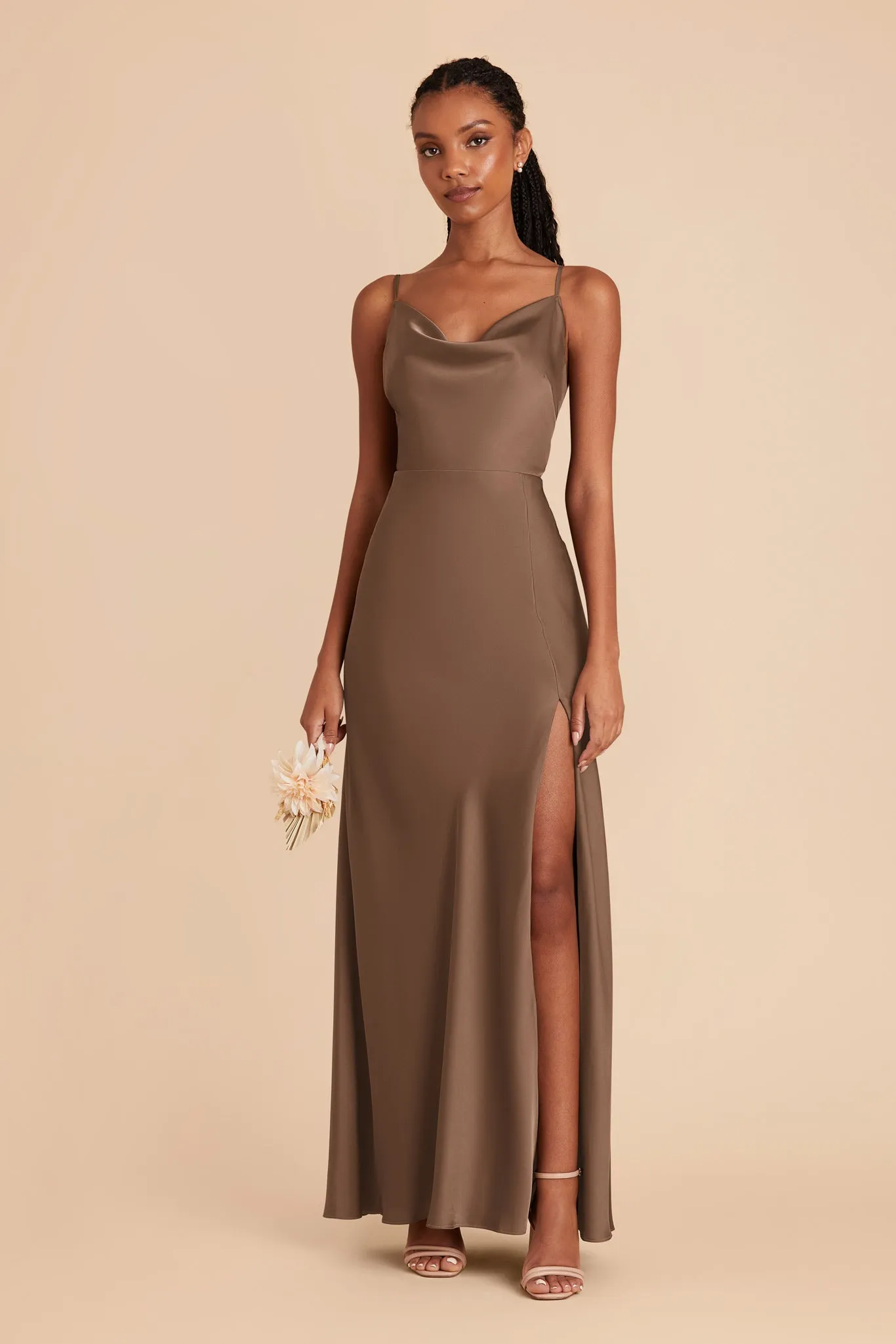 Lisa Matte Satin Dress - Mocha sold by Birdy Grey product image thumbnail 3