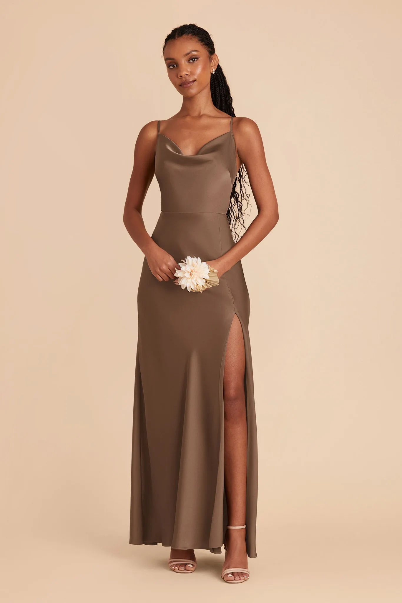 Lisa Matte Satin Dress - Mocha sold by Birdy Grey product image thumbnail 4