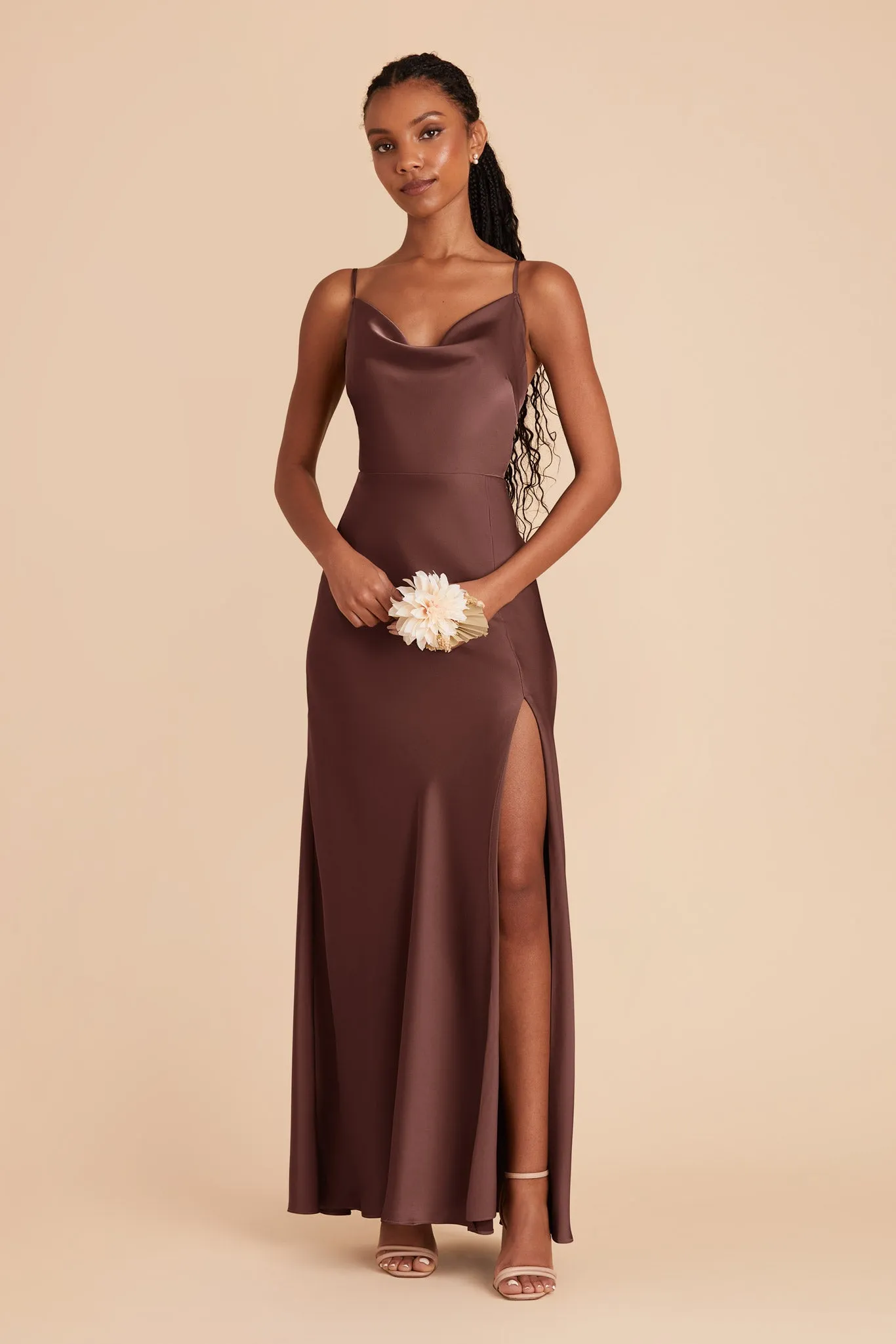 Lisa Matte Satin Dress - Chocolate Brown sold by Birdy Grey product image thumbnail 4