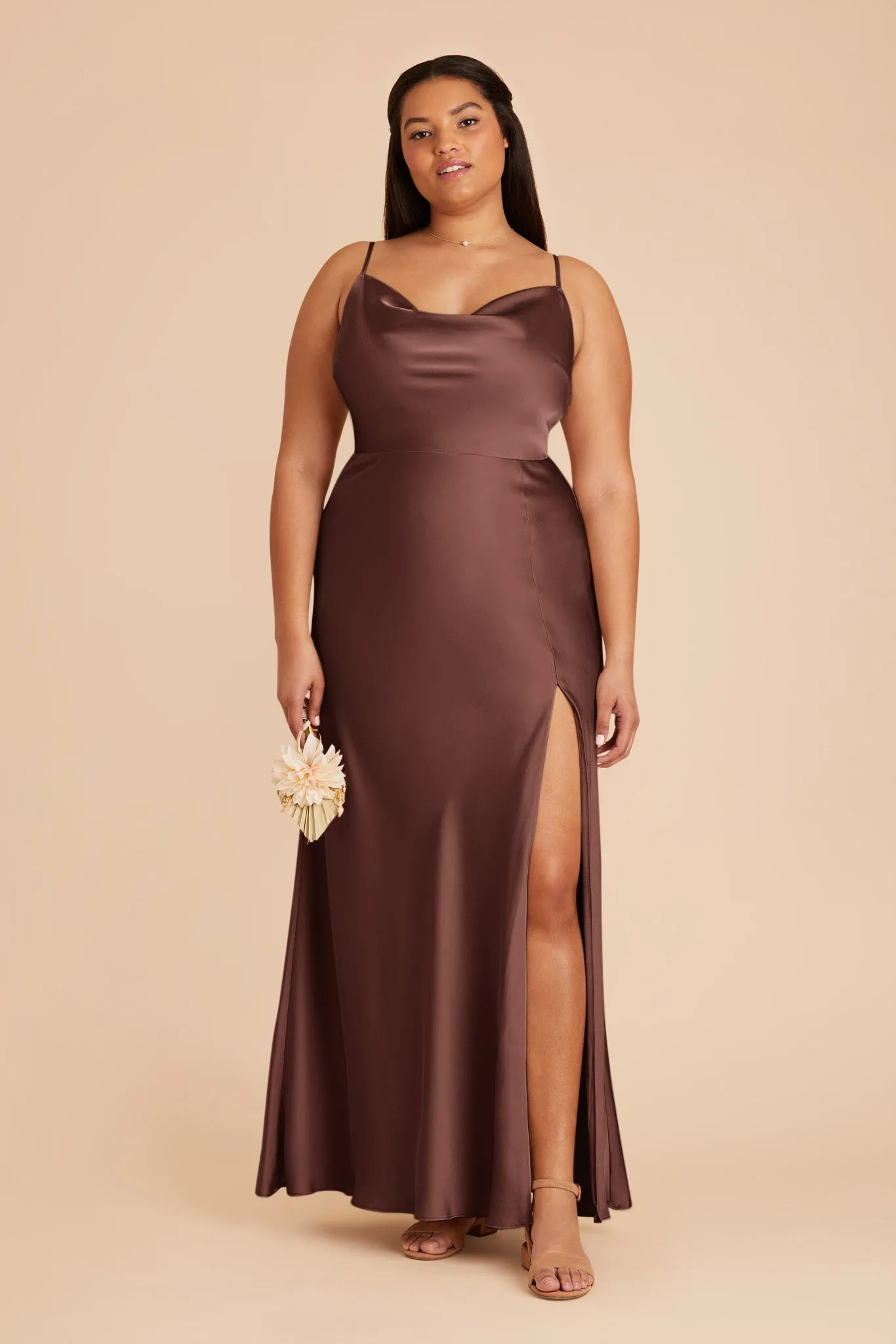 Lisa Matte Satin Dress - Chocolate Brown sold by Birdy Grey product image thumbnail 2