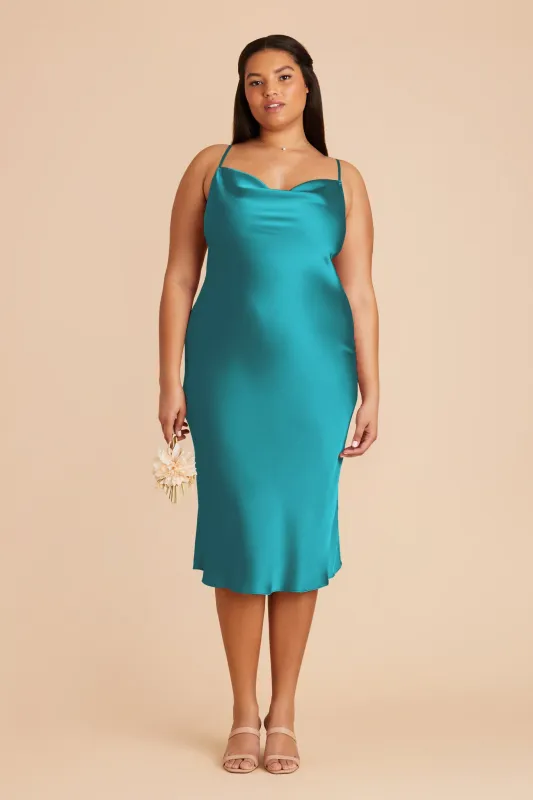 Liza Matte Satin Dress - Teal sold by Birdy Grey