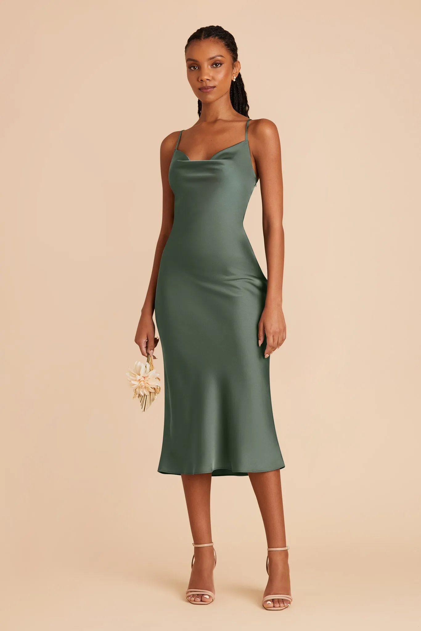 Liza Matte Satin Dress - Eucalyptus sold by Birdy Grey