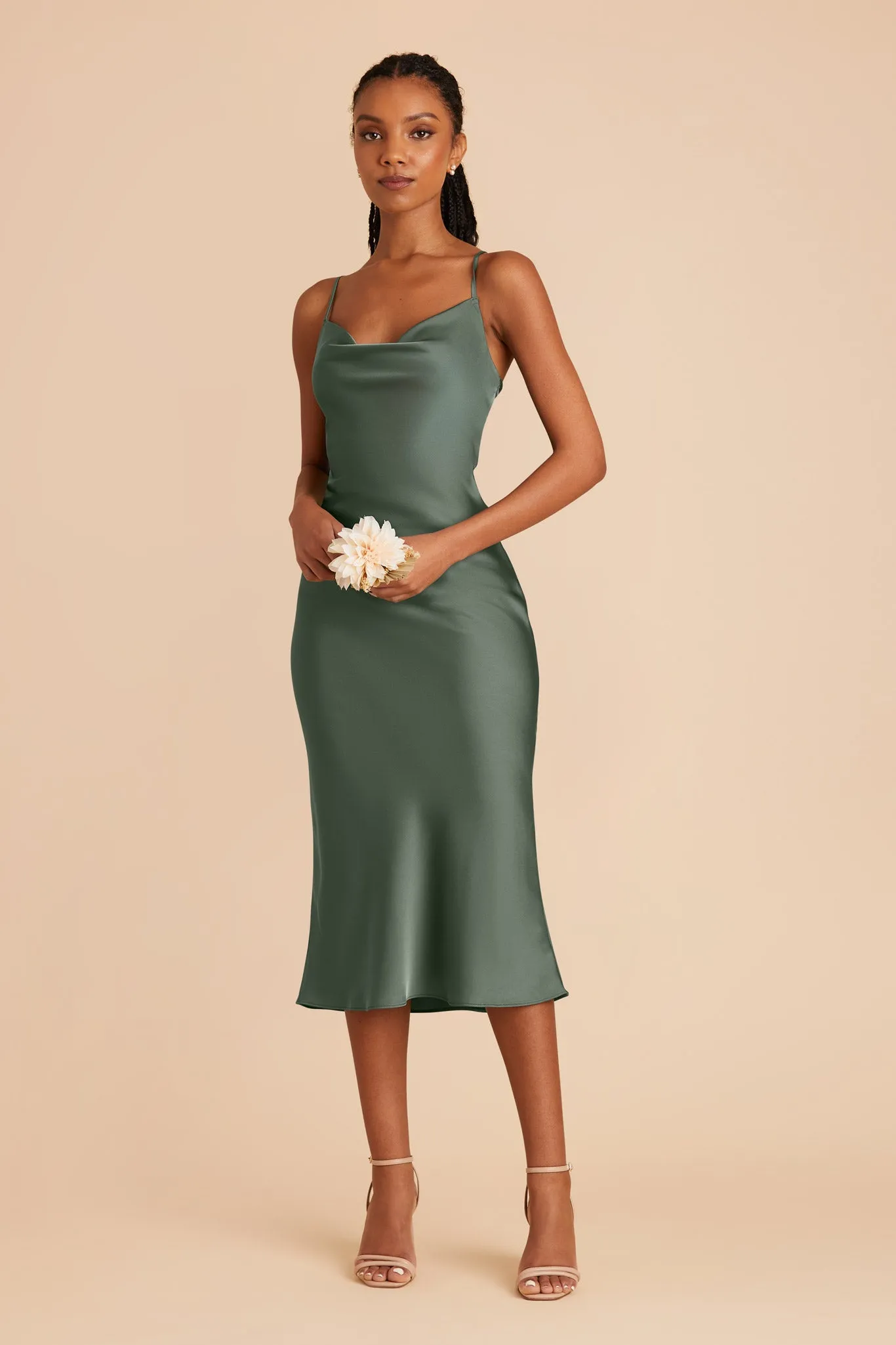 Liza Matte Satin Dress - Eucalyptus sold by Birdy Grey product image thumbnail 3