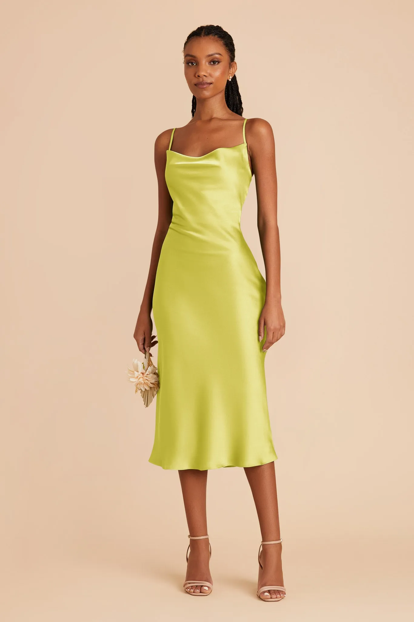 Liza Matte Satin Dress - Chartreuse sold by Birdy Grey