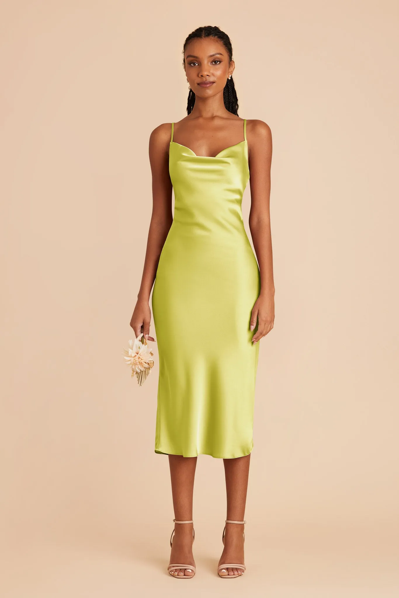 Liza Matte Satin Dress - Chartreuse sold by Birdy Grey product image thumbnail 3