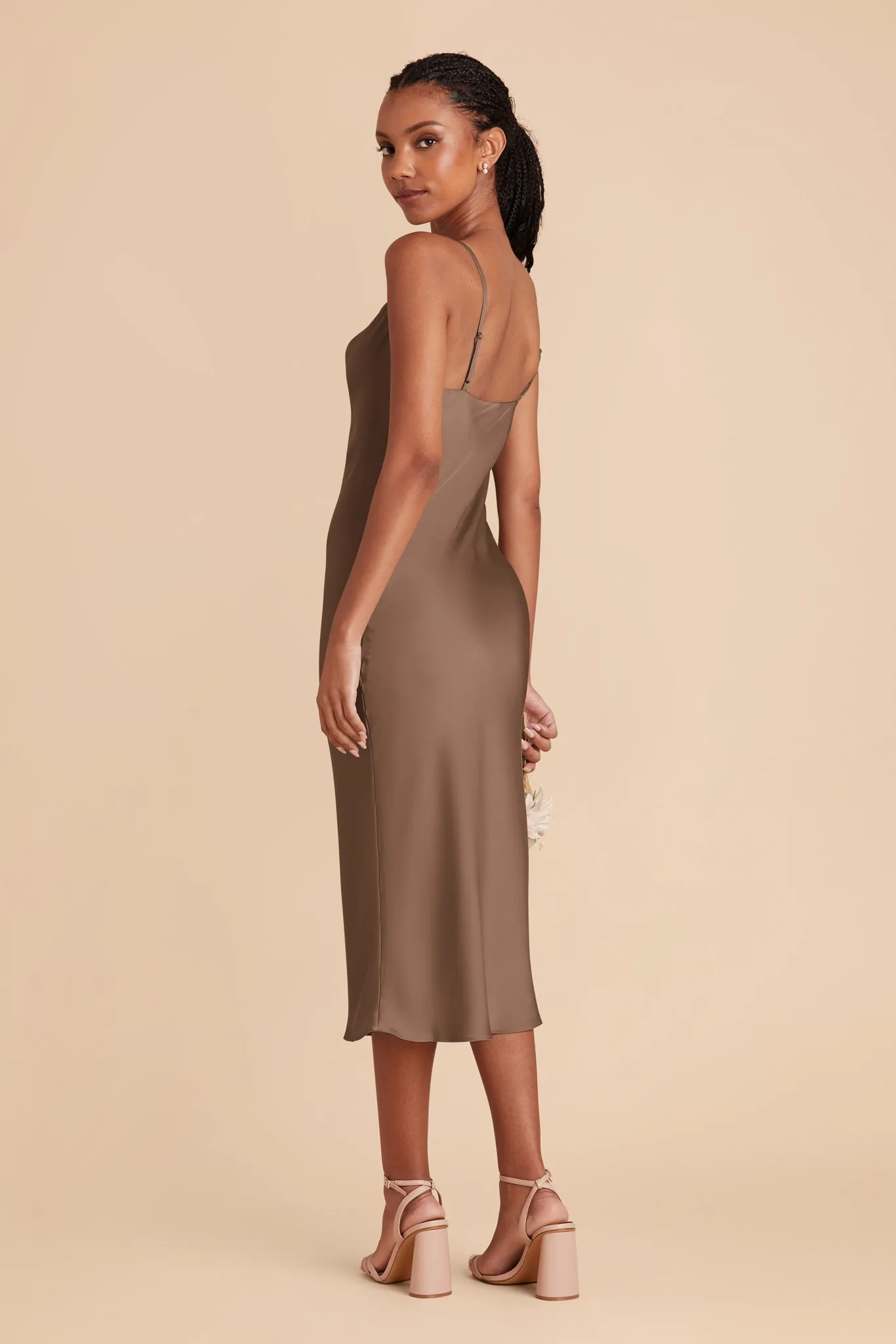 Liza Matte Satin Dress - Mocha sold by Birdy Grey product image thumbnail 4