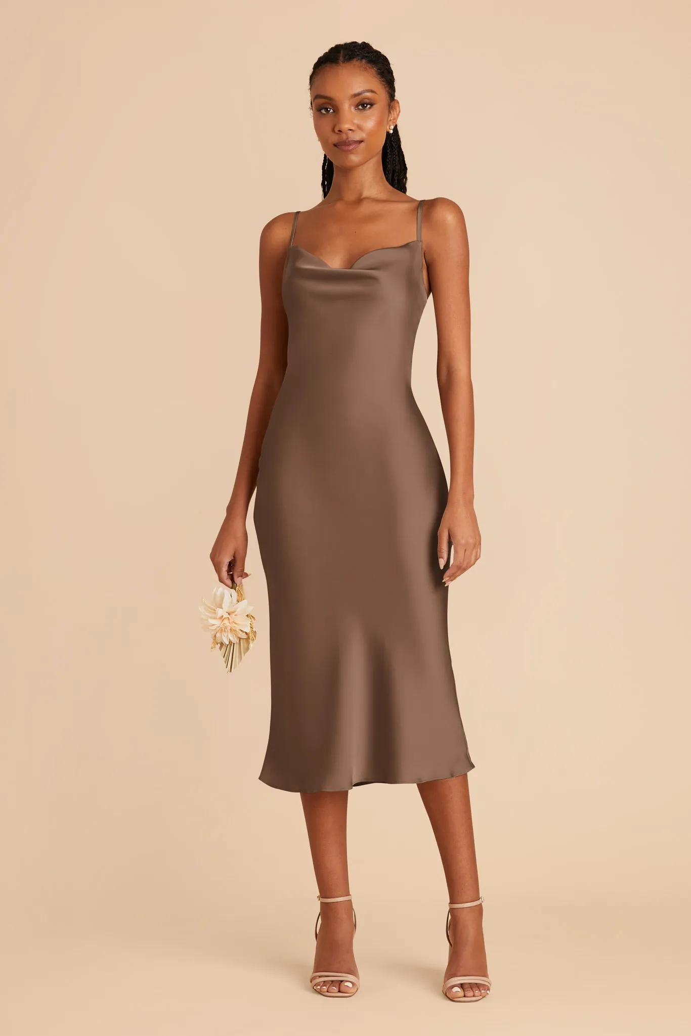 Liza Matte Satin Dress - Mocha sold by Birdy Grey product image thumbnail 3