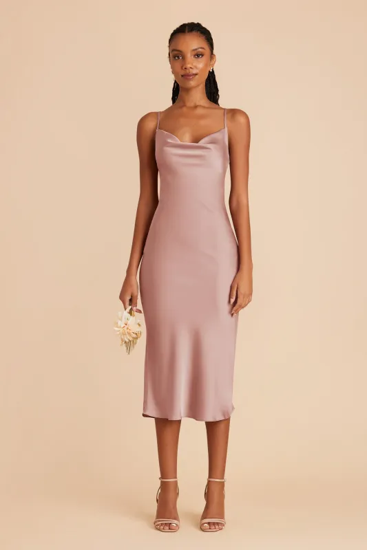 Liza Matte Satin Dress - English Rose sold by Birdy Grey