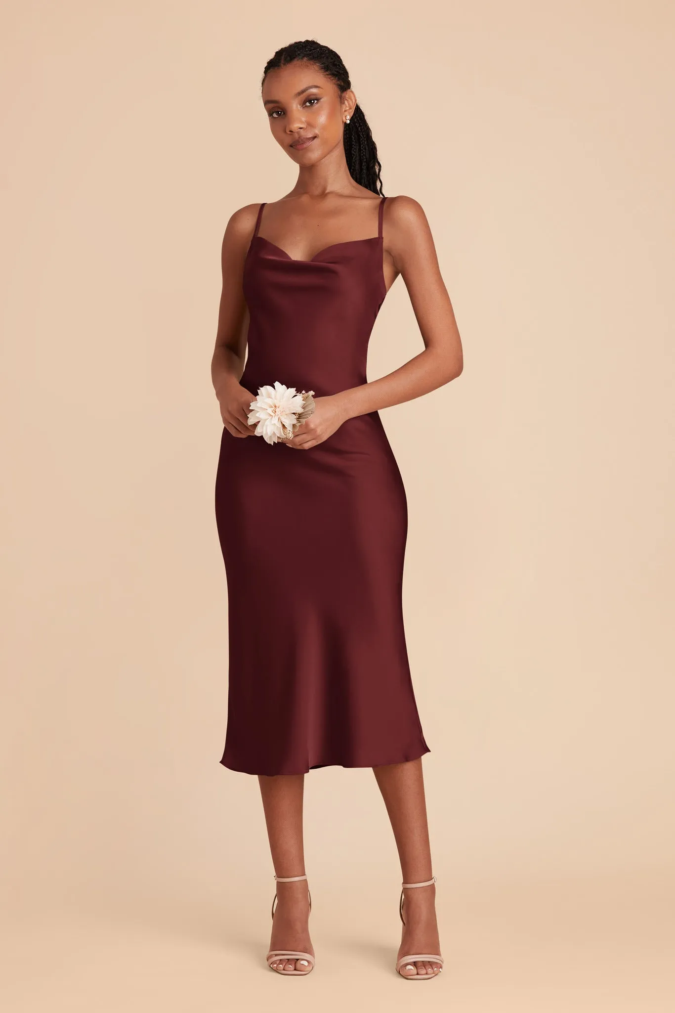 Liza Matte Satin Dress - Cabernet sold by Birdy Grey product image thumbnail 3